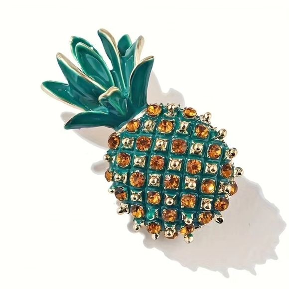 Unisex Pineapple shiny Rhinestone alloy brooch - Picture 4 of 4